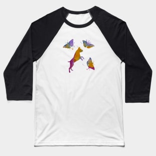 Boxer Dog Art With Butterflies Baseball T-Shirt